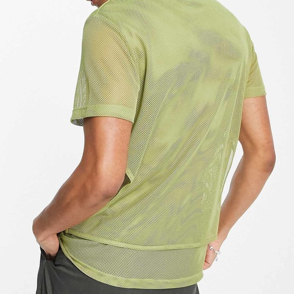 ASOS DESIGN t-shirt in khaki mesh with double layer S - Picture 3 of 5